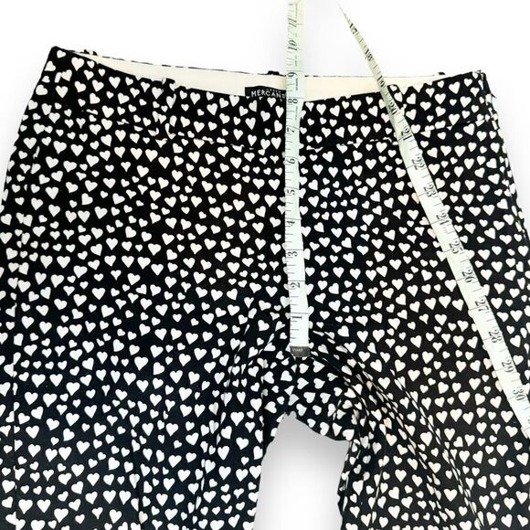 J. Crew Women's Heart Print Winnie Slim Leg Ankle-Length Pants Black White Siz 4 - Picture 11 of 13